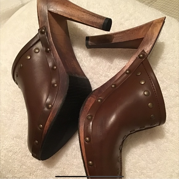 Studded Leather Heeled Clogs - Picture 2 of 11